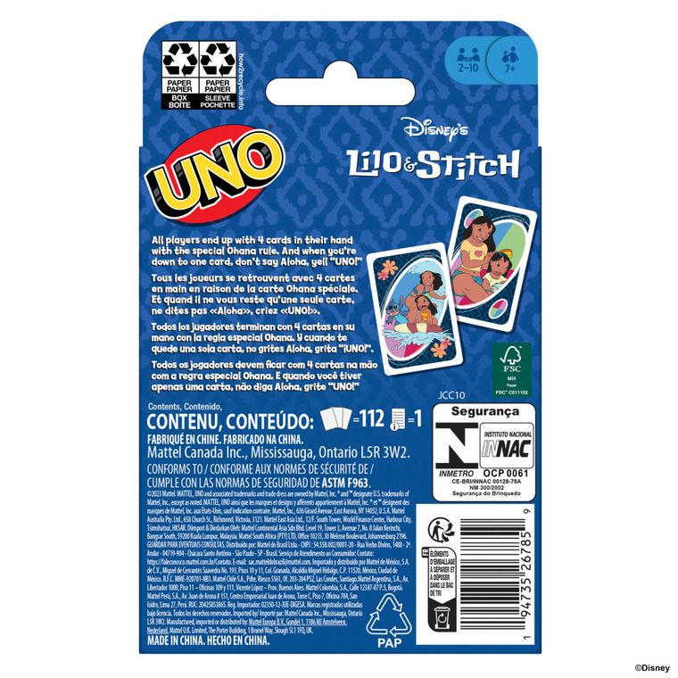 Mattel, UNO, Lilo & Stitch, gra karciana dla dzieci