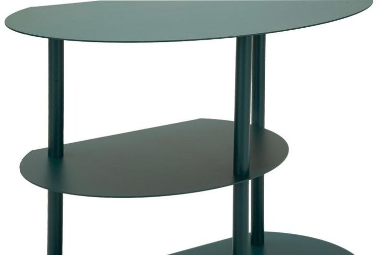 Mauro Ferretti, Saturn, stolik nocny, metalowy, morski, 49,5-27,5-49,5 cm