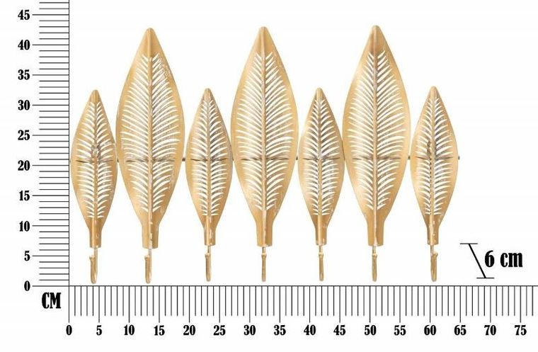 Mauro Ferretti, wieszak do przedpokoju, wzór liści, 7 haczyków