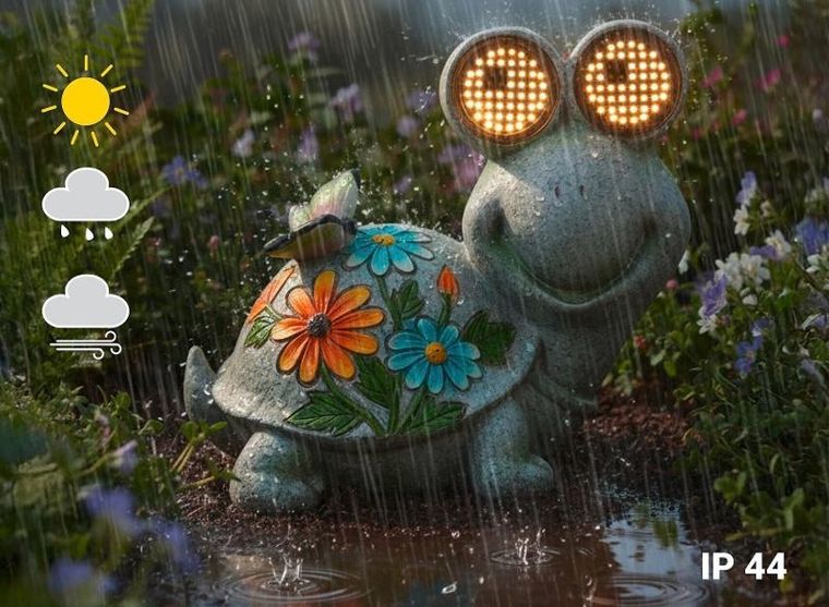 Maximex, figurka ogrodowa solarna, żółw ze świecącymi oczami LED, 17-20 cm