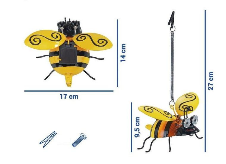Maximex, lampa solarna, pszczółka ze świecącymi oczami LED, 14-9,5 cm