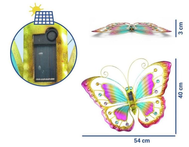 Maximex, ozdoba ogrodowa na ścianę, motyl solarny LED, 54-40 cm