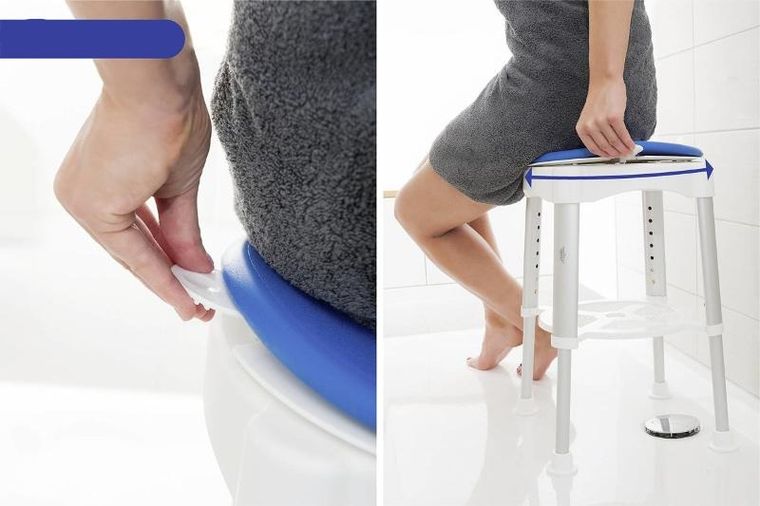 Maximex, taboret pod prysznic, obrotowe siedzisko, wysokość 41,5-59 cm