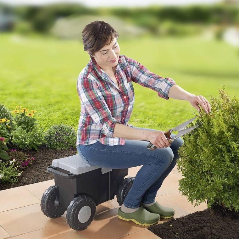 Maximex, wózek ogrodowy XXL, z siedziskiem i schowkiem, 15 l