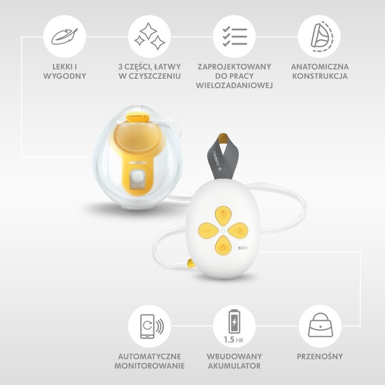 Medela, Solo Hands-Free, przenośny, pojedynczy, laktator elektryczny