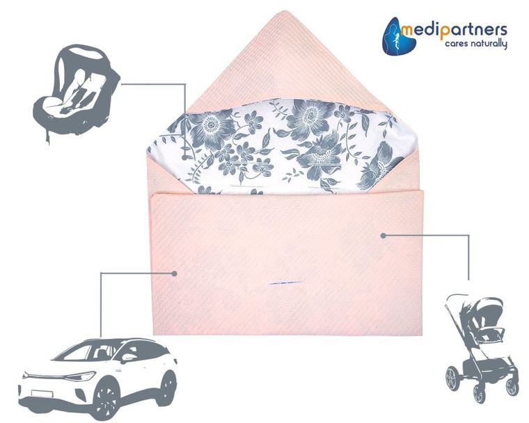 Medi Partners, Berry, otulacz do nosidełka, kocyk z kapturkiem, wafel, 85-85 cm