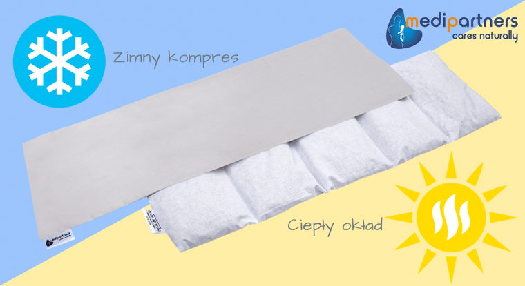 Medi Partners, Szary, termofor 5-komorowy z pestkami wiśni, 20-60 cm