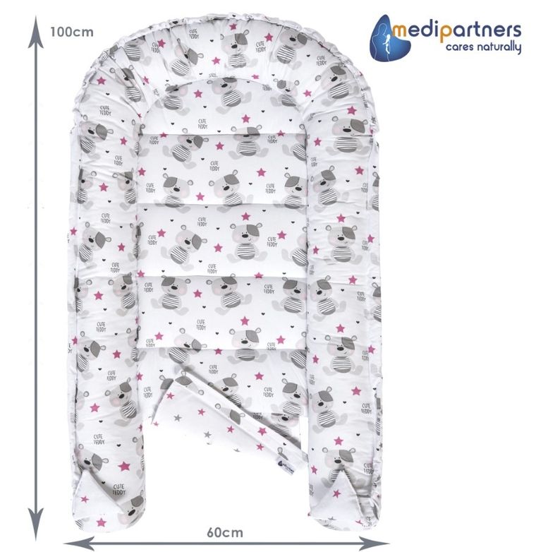 Medi Partners, Teddy, gniazdo niemowlęce, kokon w zestawie, róż