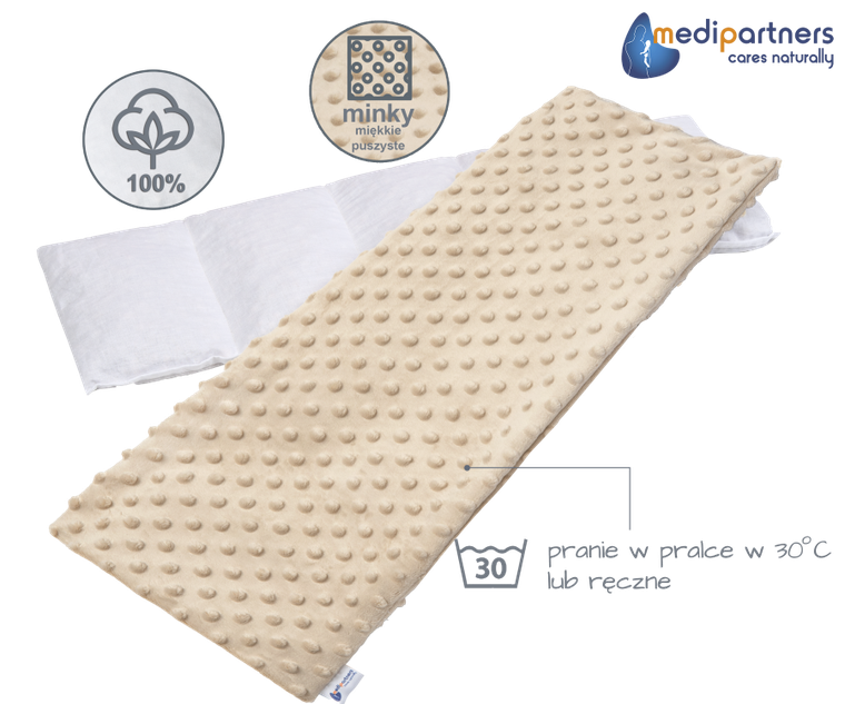 Medi Partners, termofor 5-komorowy z pestkami wiśni, minky, beż, 20-60 cm