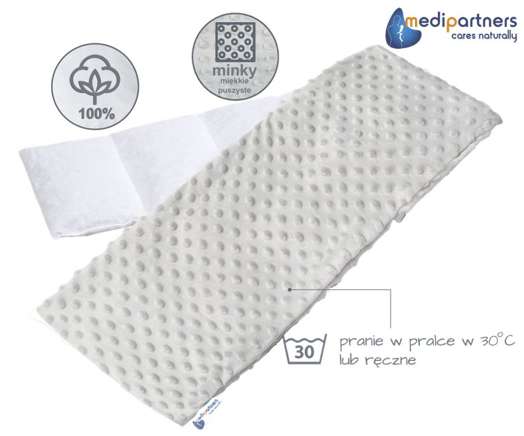 Medi Partners, termofor 5-komorowy z pestkami wiśni, minky, szary, 20-60 cm