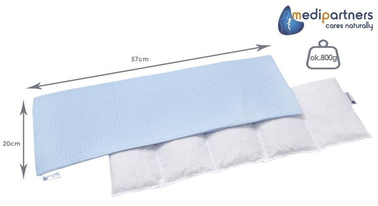 Medi Partners, termofor 5-komorowy z pestkami wiśni, wafel, błękitny