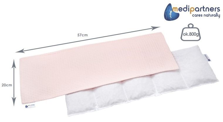 Medi Partners, termofor 5-komorowy z pestkami wiśni, wafel, pudrowy róż