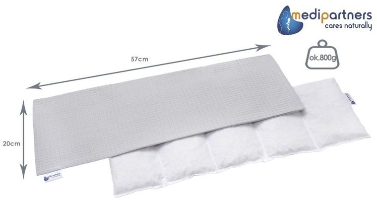 Medi Partners, termofor 5-komorowy z pestkami wiśni, wafel, szary