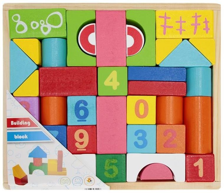 Mega Creative, klocki drewniane, kolorowe