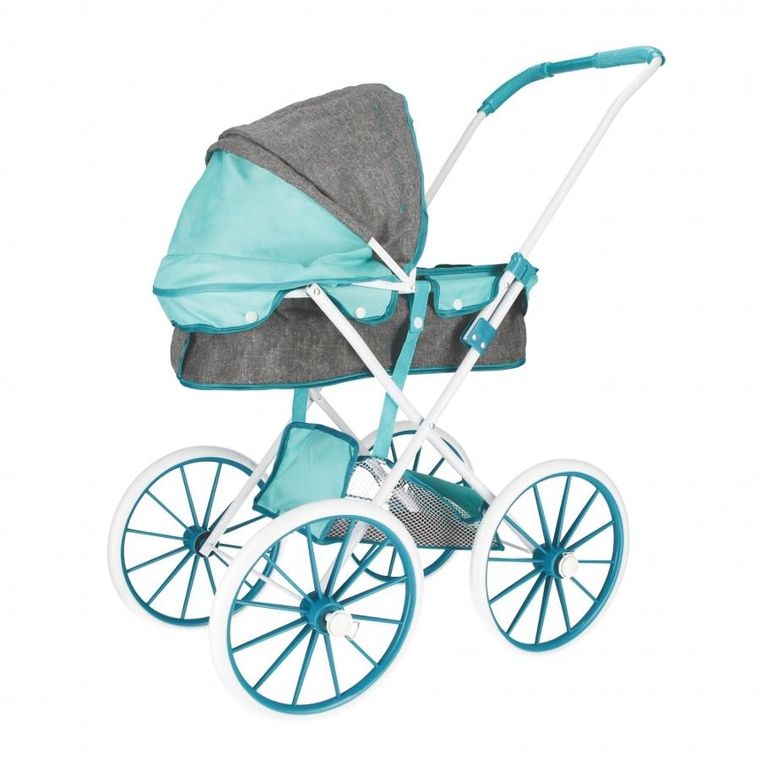 Mega Creative, metalowy wózek dla lalek głęboki, szary