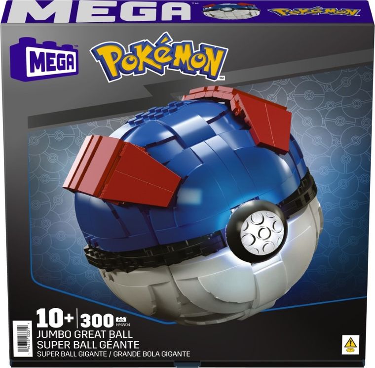MEGA Pokemon, Duży GreatBall, klocki, 300 elementów