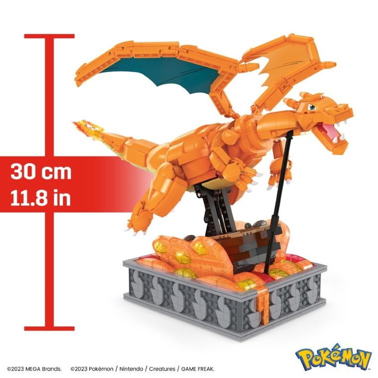 MEGA Pokemon, Mechaniczny Charizard z ruchem, klocki, 1664 elementy
