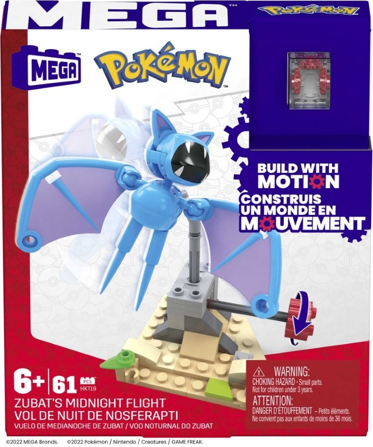 MEGA Pokemon, Nocny lot Zubata, zestaw klocków, 61 elementów