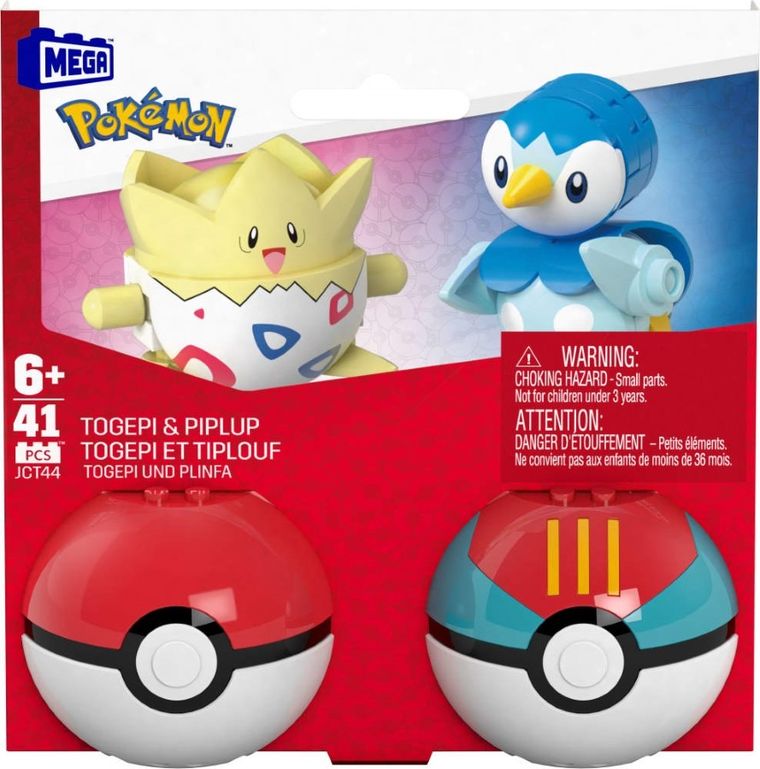 MEGA Pokemon, Pokeball Piplup i Togepi, 2 figurki, klocki, 41 elementów