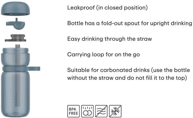 Mepal, Flip Active, bidon sportowy ze słomką, Frost Blue, 600 ml