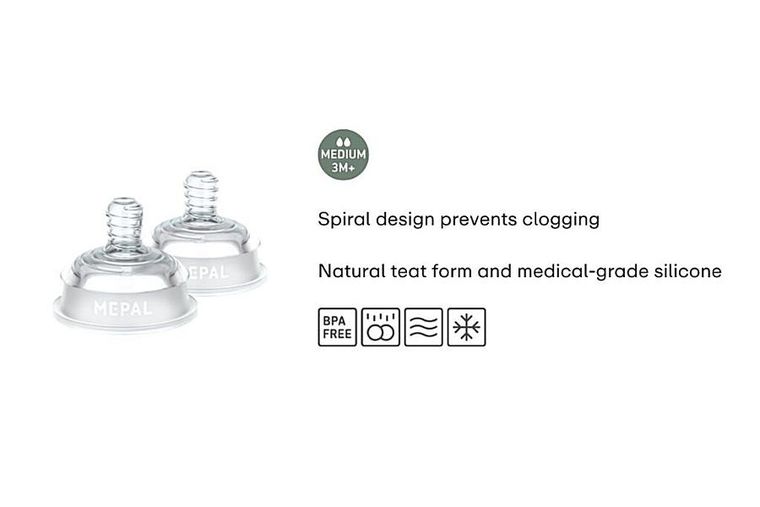 Mepal, Mio, smoczek do karmienia niemowląt ze średnim przepływem, 2 szt.