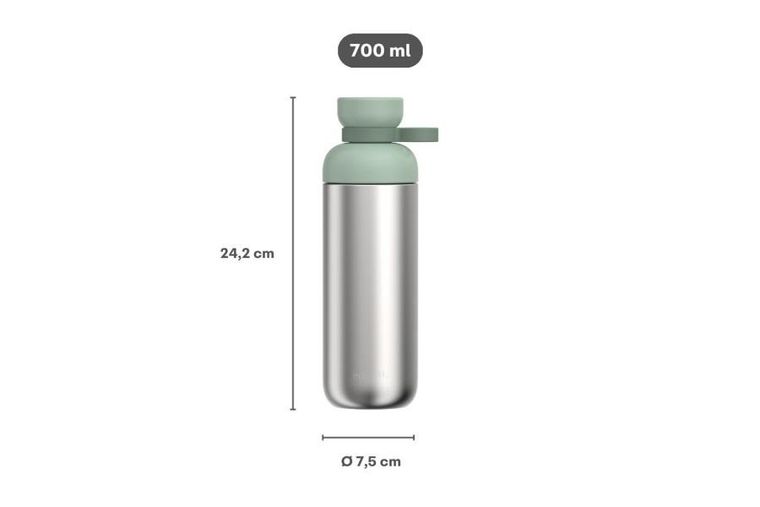 Mepal, Vita, butelka na wodę, stalowa, Nordic Black, 700 ml