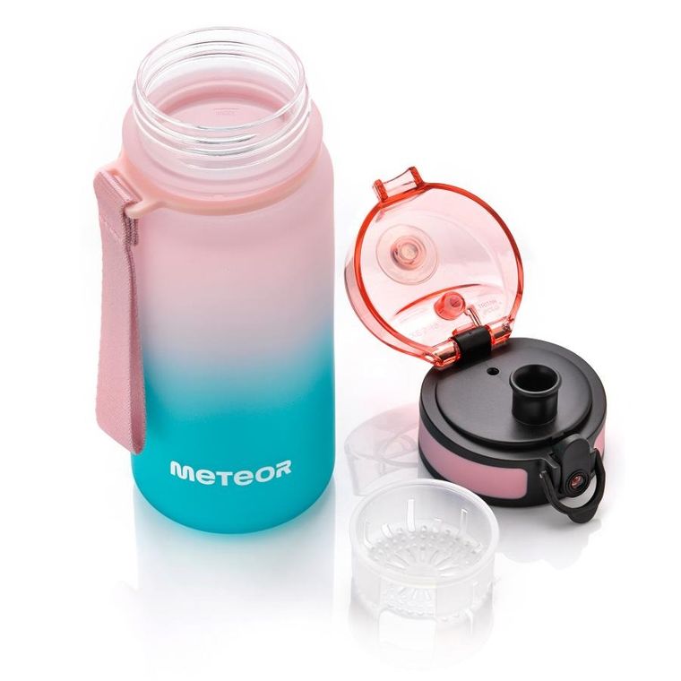 Meteor, bidon sportowy, różowo-turkusowy, 350 ml