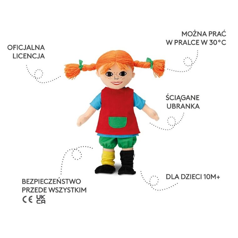 Micki, Pippi Pończoszanka, lalka szmaciana, 20 cm