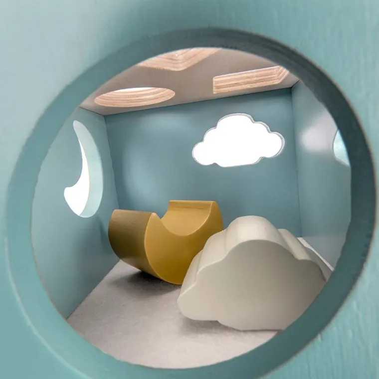 Micki, sorter drewniany, niebieski