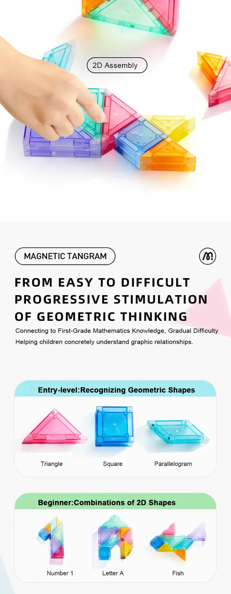 Mideer, tangram, klocki magnetyczne 3D z klepsydrą