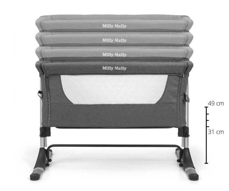 Milly Mally, Side by Side, łóżeczko dostawne, Stone