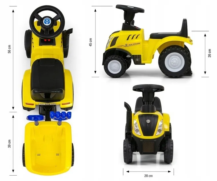 Milly Mally, Traktor New Holland T7, jeździk, pojazd, żółty