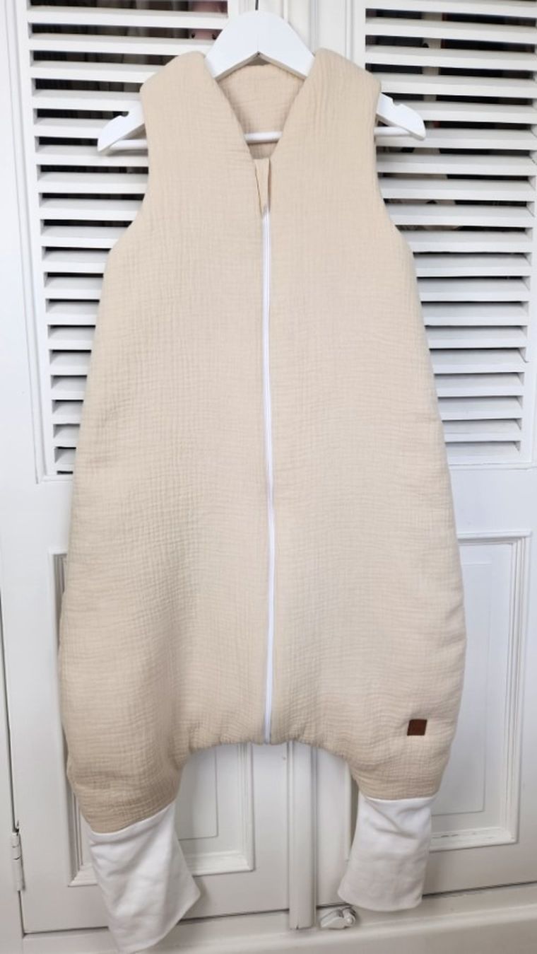 MimiNu, całoroczny śpiworek z nogawkami, muślin, ciepły beż, TOG 2-2.5, rozmiar M, 2-6 l