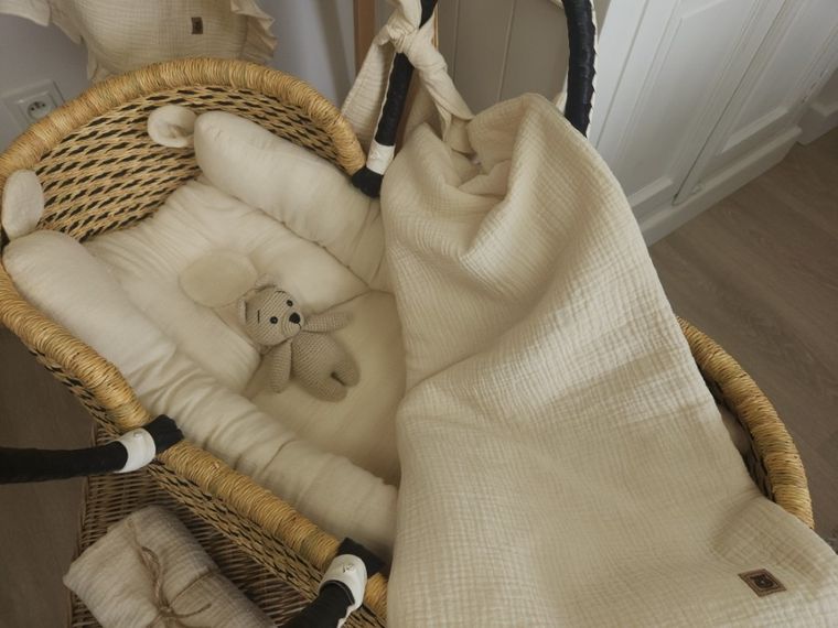 MimiNu, Duo, zestaw do gondoli, kosza Mojżesza, muślin, ciepły beż