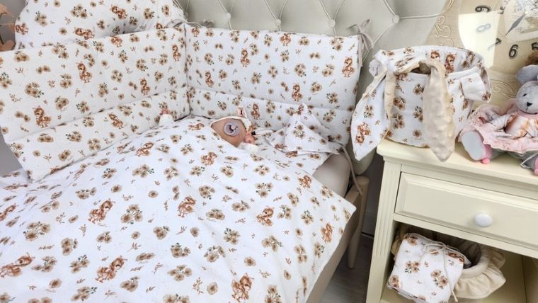 MimiNu, Kaczuszki, 3-częściowy komplet pościeli, beż, 135-100 cm