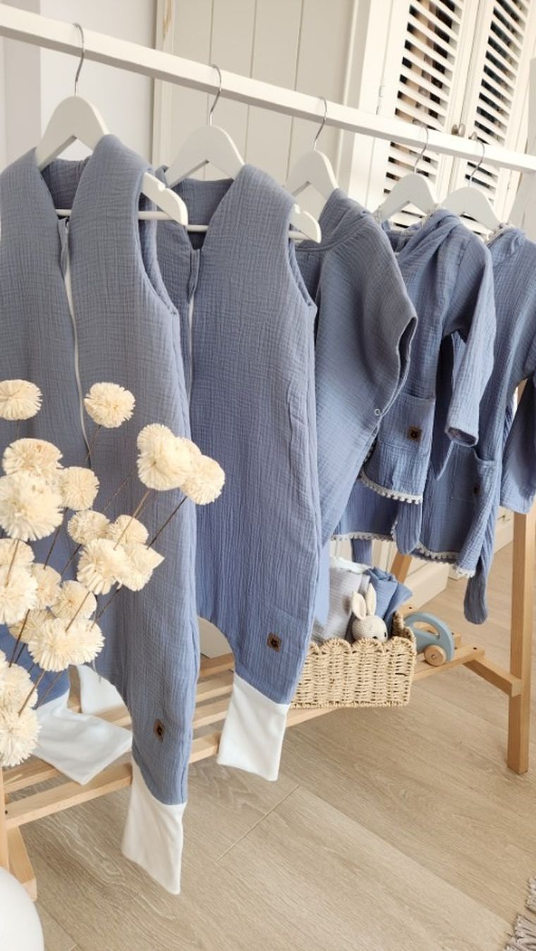 MimiNu, letni śpiworek z nogawkami, muślin, jeans, TOG 0.5, rozmiar M, 2-6 l