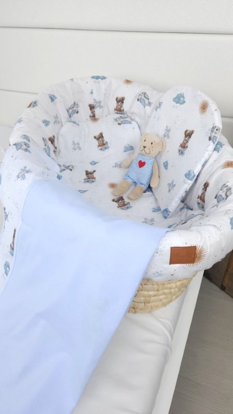 MimiNu, Misie, materac do gondoli z siateczki 3D, błękit