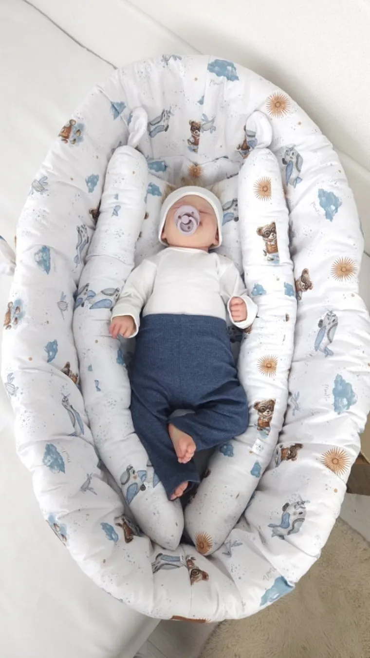 MimiNu, Misie, poduszka ergonomiczna, błękit