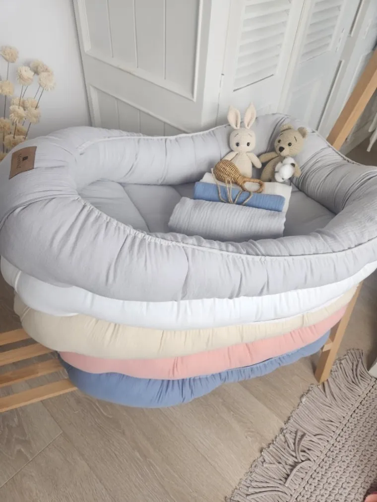 MimiNu, muślinowy kokon niemowlęcy, szary