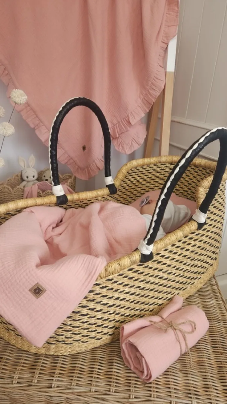 MimiNu, pieluszka muślinowa, pudrowy róż + śmietanka, 75-75 cm, 2 szt.