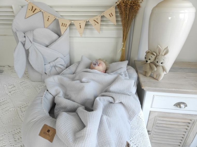 MimiNu, szmatka sensoryczna muślinowa, szary, 30-30 cm