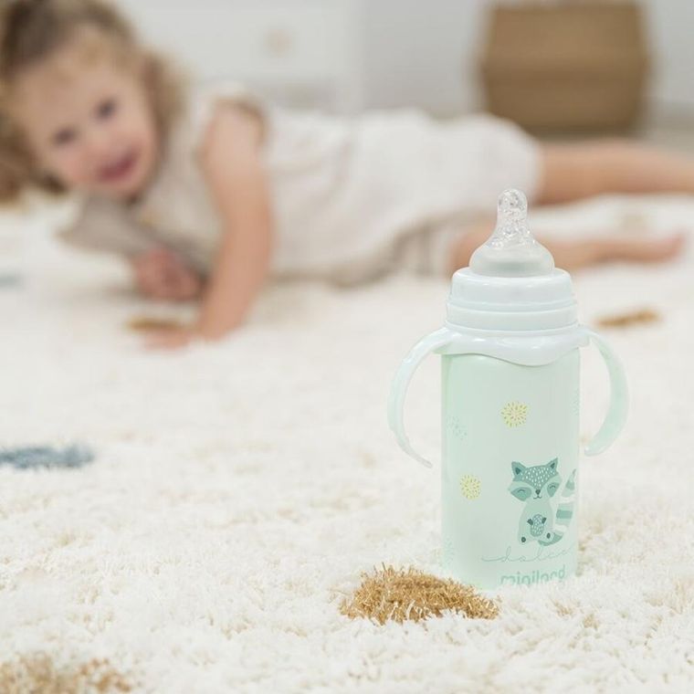 Miniland, Dolce, butelka termiczna ze stali nierdzewnej ze smoczkiem, miętowa, 240 ml