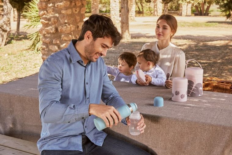 Miniland, Terra, Liście, termos na jedzenie, pudrowy róż, 600 ml