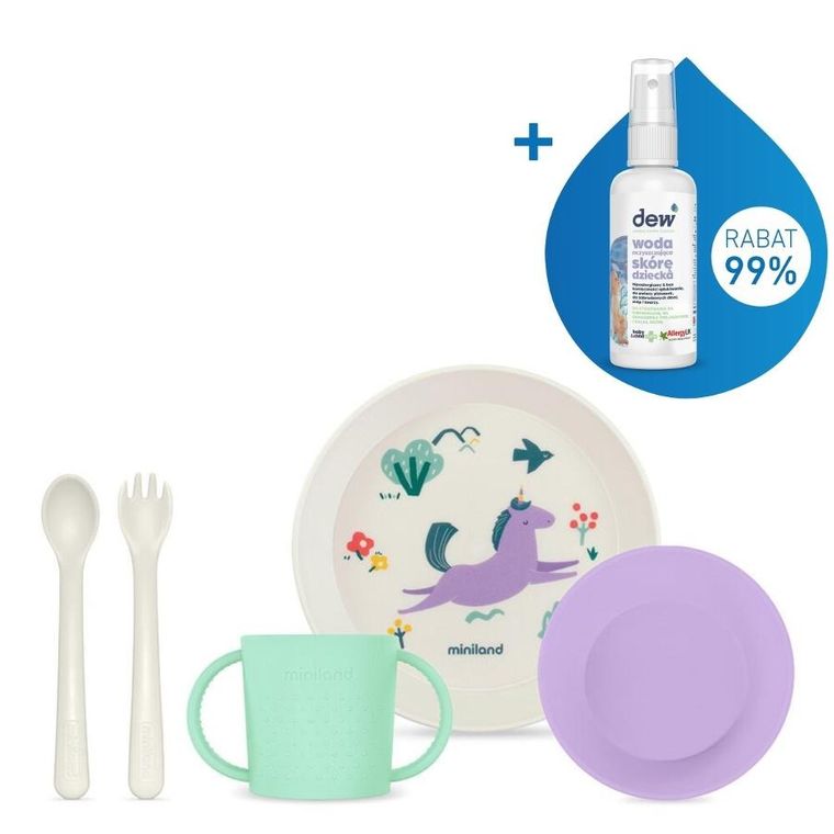 Miniland, zestaw stołowy do karmienia, jednorożec