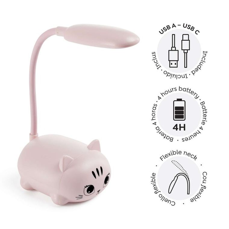 Miquelrius, lampka LED, kotek, różowy