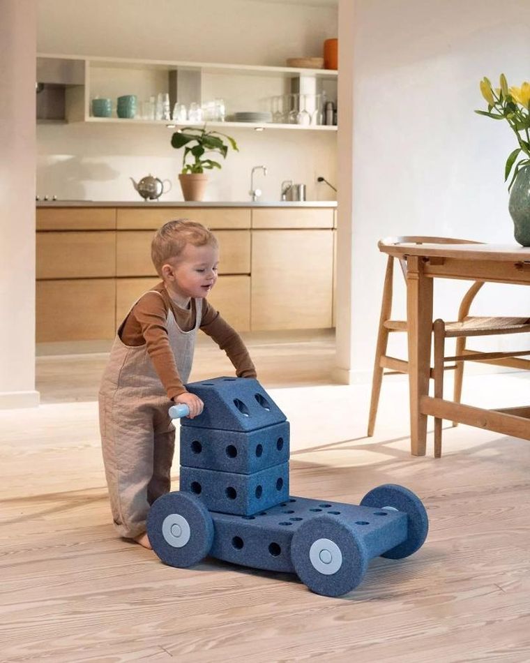 Modu, Dreamer Set, kreatywne klocki rozwijające motorykę dużą, z funkcją jeździka, niebieski