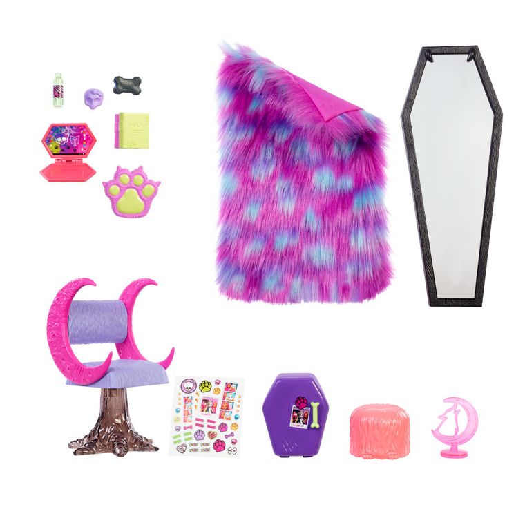 Monster High, Sypialnia Clawdeen Wolf, zestaw do zabawy bez lalki