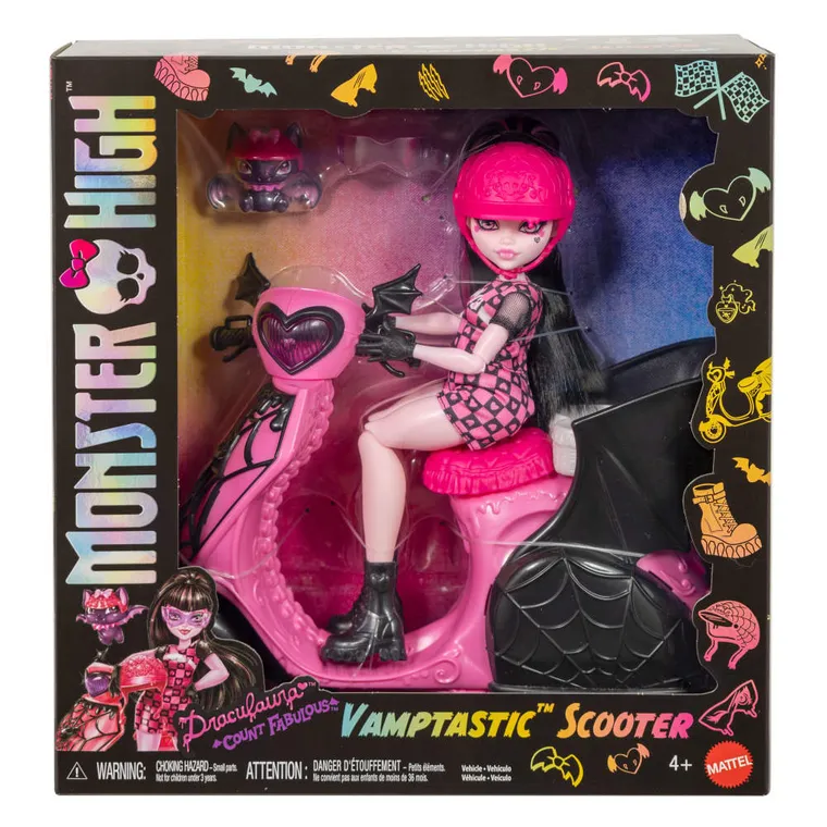 Monster High, Wampirystyczny skuter + lalka Draculaura, zestaw do zabawy