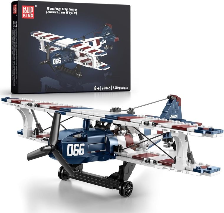 Mould King, Racing Biplane - American Style, szybowiec, klocki, 540 elementów