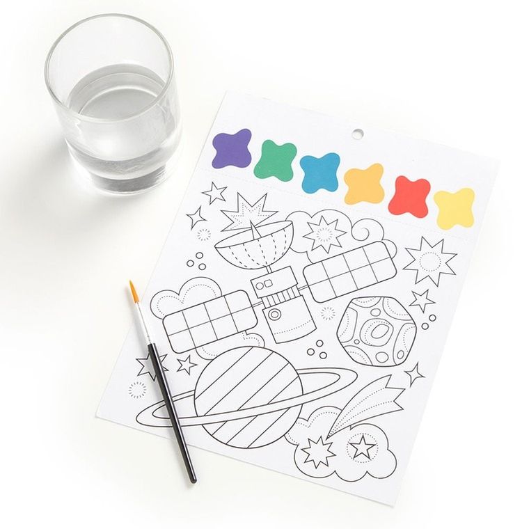 Mudpuppy, Kosmos, kolorowanka akwarelowa z pędzelkiem